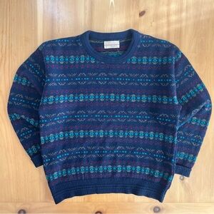 80s Loafers by Reid & James Sweater XL Navy Multicolor Fair Isle Acrylic Knit